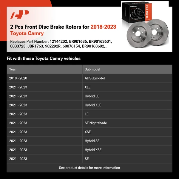 2 Pcs Front Disc Brake Rotors for 2018-2023 Toyota Camry