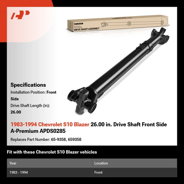 1983-1994 Chevrolet S10 Blazer 26.00 in. Drive Shaft Front Side A-Premium APDS0285