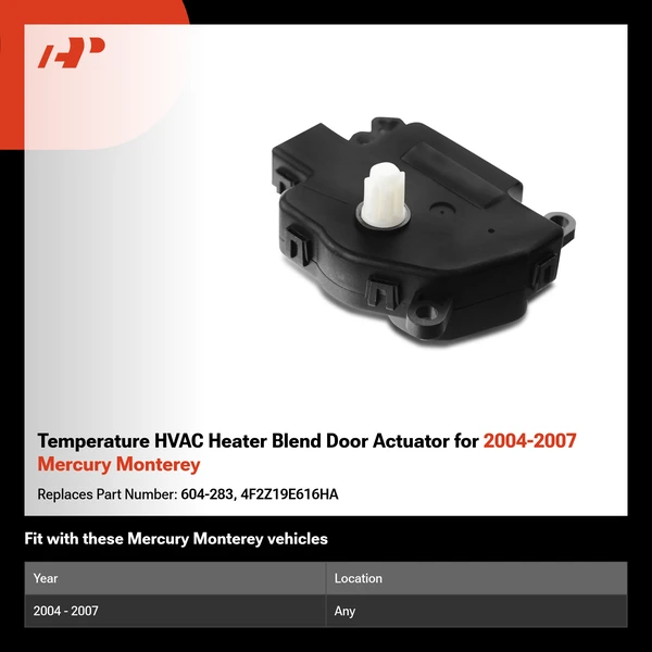 Temperature HVAC Heater Blend Door Actuator for 2004-2007 Mercury Monterey