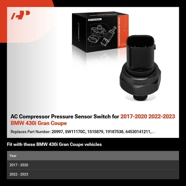 AC Compressor Pressure Sensor Switch for 2017-2020 2022-2023 BMW 430i Gran Coupe