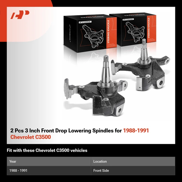 2 Pcs 3 Inch Front Drop Lowering Spindles for 1988-1991 Chevrolet C3500