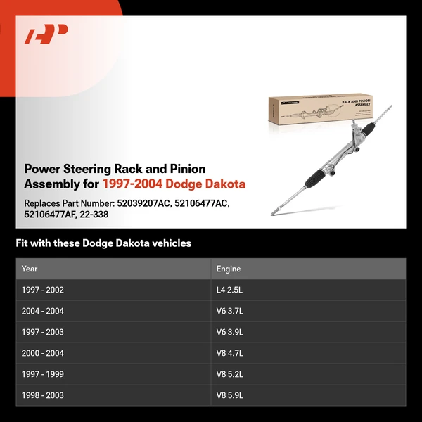 Power Steering Rack and Pinion Assembly for 1997-2004 Dodge Dakota
