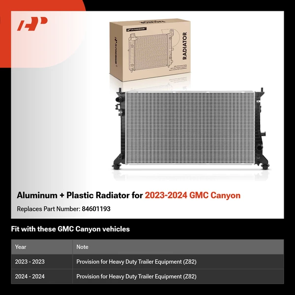 Aluminum + Plastic Radiator for 2023-2024 GMC Canyon
