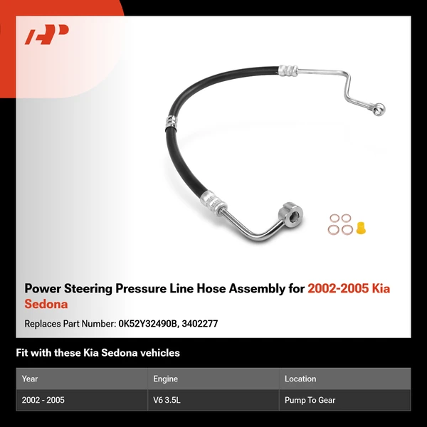 Power Steering Pressure Line Hose Assembly for 2002-2005 Kia Sedona