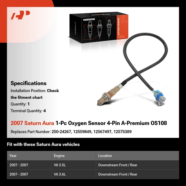 2007 Saturn Aura 1-Pc Oxygen Sensor 4-Pin A-Premium OS108