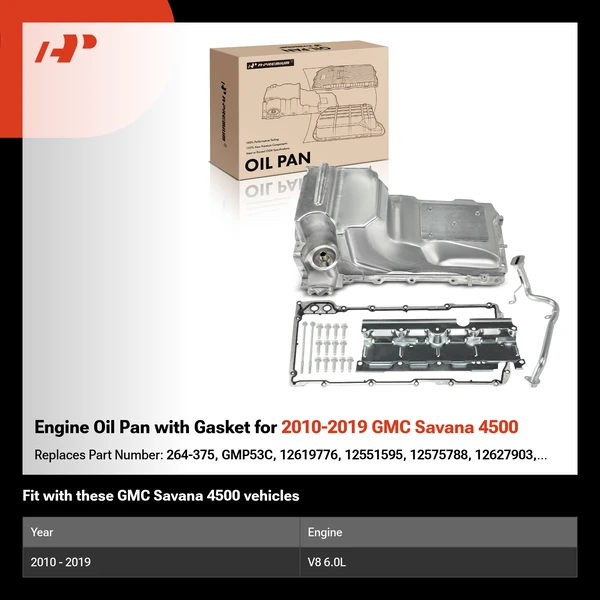 Engine Oil Pan with Gasket for 2010-2019 GMC Savana 4500