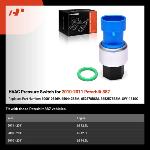 HVAC Pressure Switch for 2010-2011 Peterbilt 387