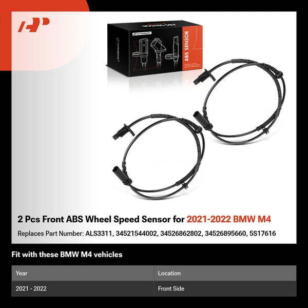2 Pcs Front ABS Wheel Speed Sensor for 2021-2022 BMW M4