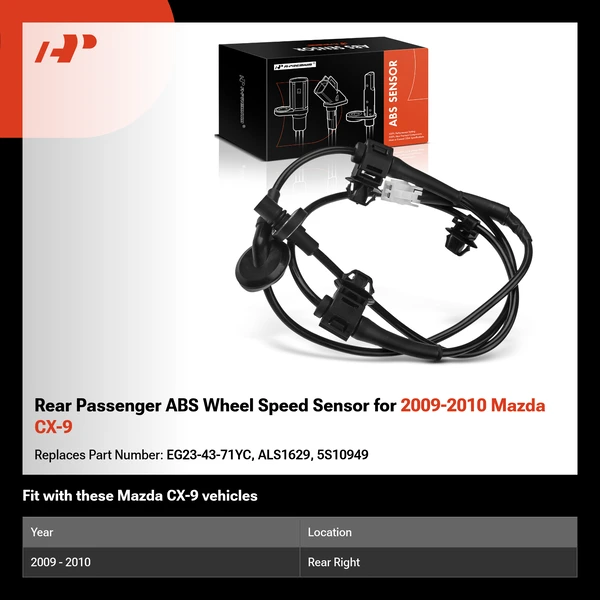 Rear Passenger ABS Wheel Speed Sensor for 2009-2010 Mazda CX-9