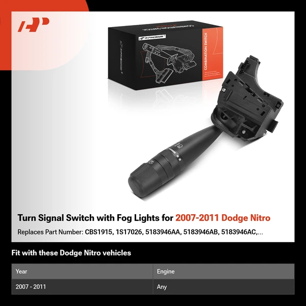 Turn Signal Switch with Fog Lights for 2007-2011 Dodge Nitro