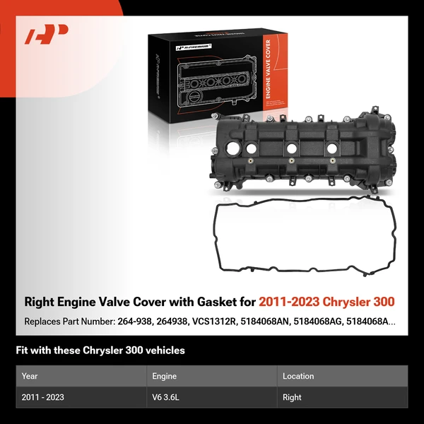 Right Engine Valve Cover with Gasket for 2011-2023 Chrysler 300