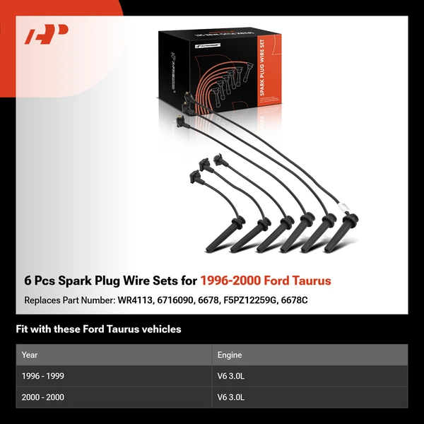 6 Pcs Spark Plug Wire Sets for 1996-2000 Ford Taurus