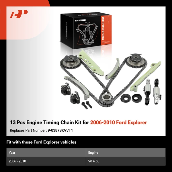 13 Pcs Engine Timing Chain Kit for 2006-2010 Ford Explorer