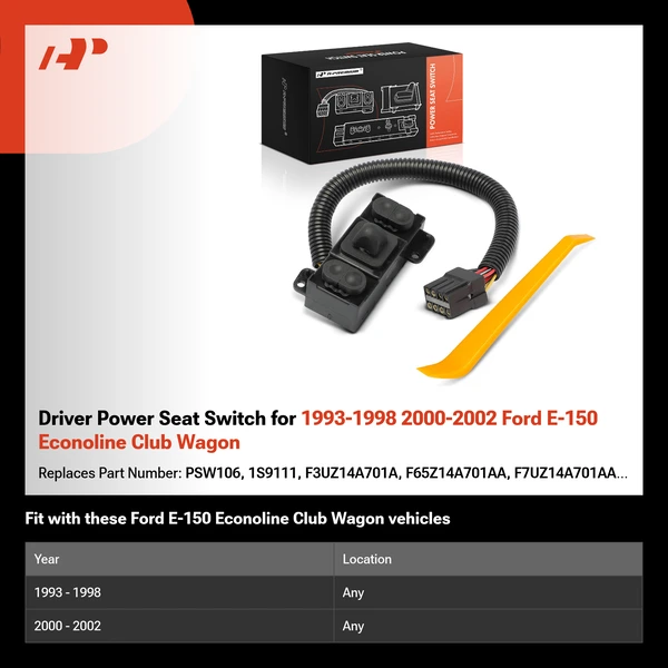 Driver Power Seat Switch for 1993-1998 2000-2002 Ford E-150 Econoline Club Wagon