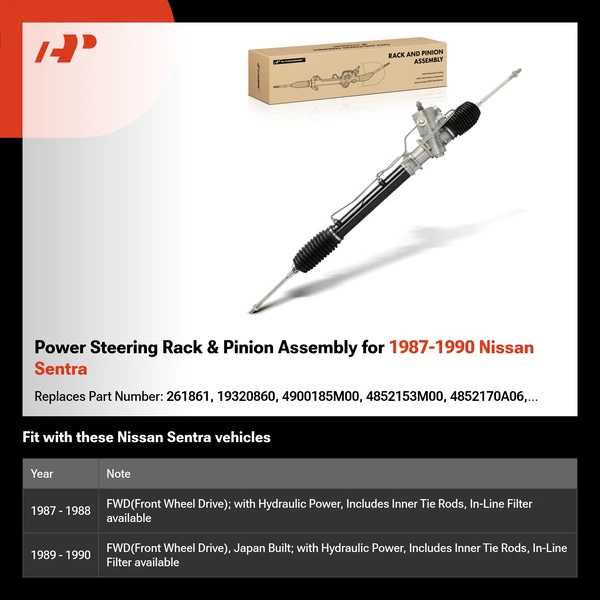 Power Steering Rack & Pinion Assembly for 1987-1990 Nissan Sentra