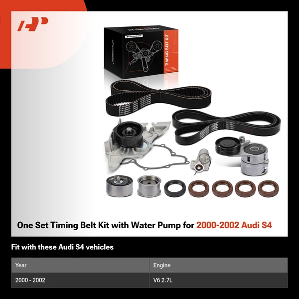 One Set Timing Belt Kit with Water Pump for 2000-2002 Audi S4