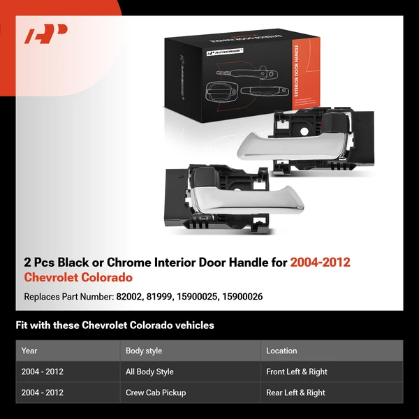 2 Pcs Black or Chrome Interior Door Handle for 2004-2012 Chevrolet Colorado