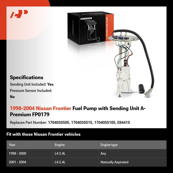 1998-2004 Nissan Frontier Fuel Pump with Sending Unit A-Premium FP0179