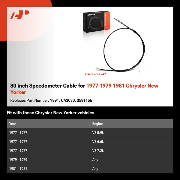 80 inch Speedometer Cable for 1977 1979 1981 Chrysler New Yorker