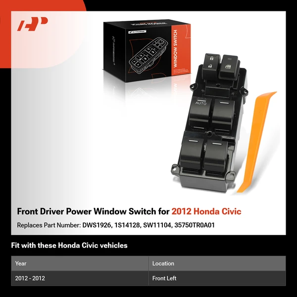 Front Driver Power Window Switch for 2012 Honda Civic