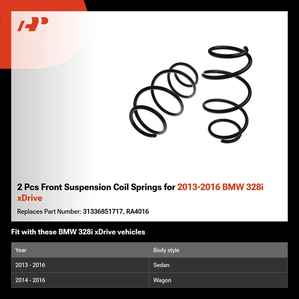 2 Pcs Front Suspension Coil Springs for 2013-2016 BMW 328i xDrive