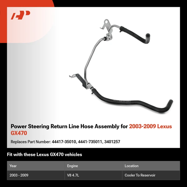 Power Steering Return Line Hose Assembly for 2003-2009 Lexus GX470