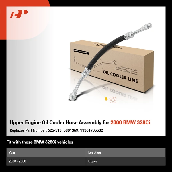 Upper Engine Oil Cooler Hose Assembly for 2000 BMW 328Ci