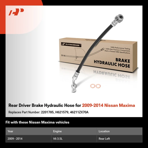 Rear Driver Brake Hydraulic Hose for 2009-2014 Nissan Maxima