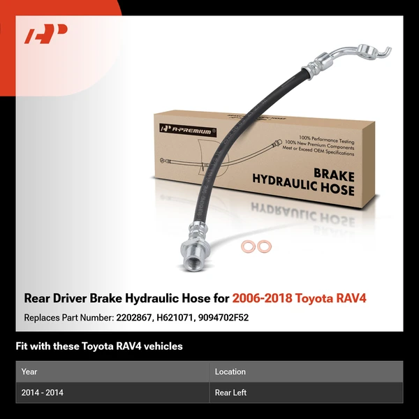 Rear Driver Brake Hydraulic Hose for 2006-2018 Toyota RAV4