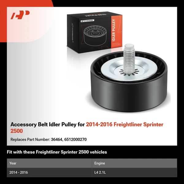 Accessory Belt Idler Pulley for 2014-2016 Freightliner Sprinter 2500