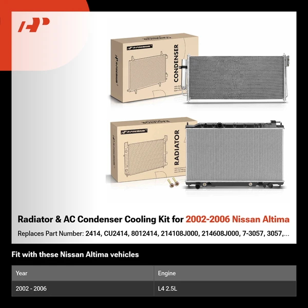 Radiator & AC Condenser Cooling Kit for 2002-2006 Nissan Altima