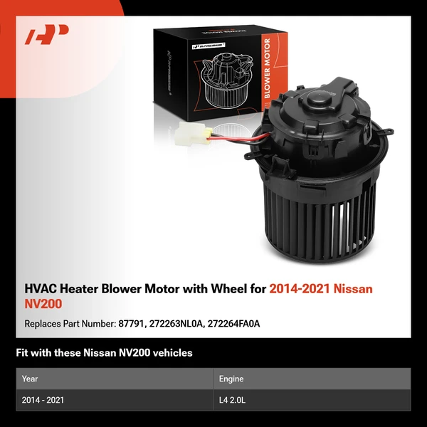 HVAC Heater Blower Motor with Wheel for 2014-2021 Nissan NV200