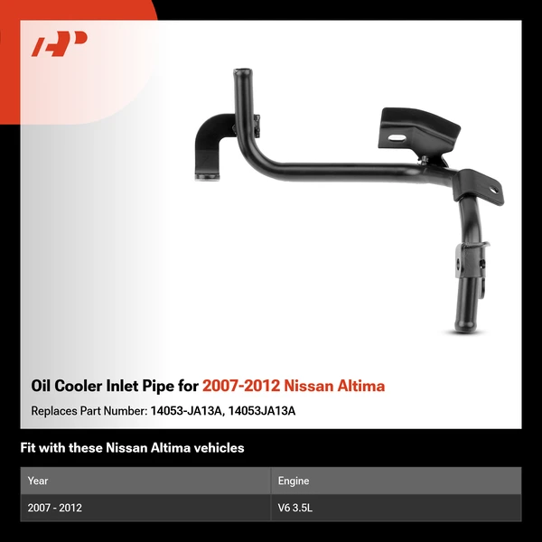 Oil Cooler Inlet Pipe for 2007-2012 Nissan Altima