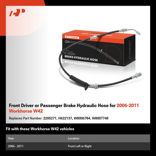 Front Driver or Passenger Brake Hydraulic Hose for 2006-2011 Workhorse W42