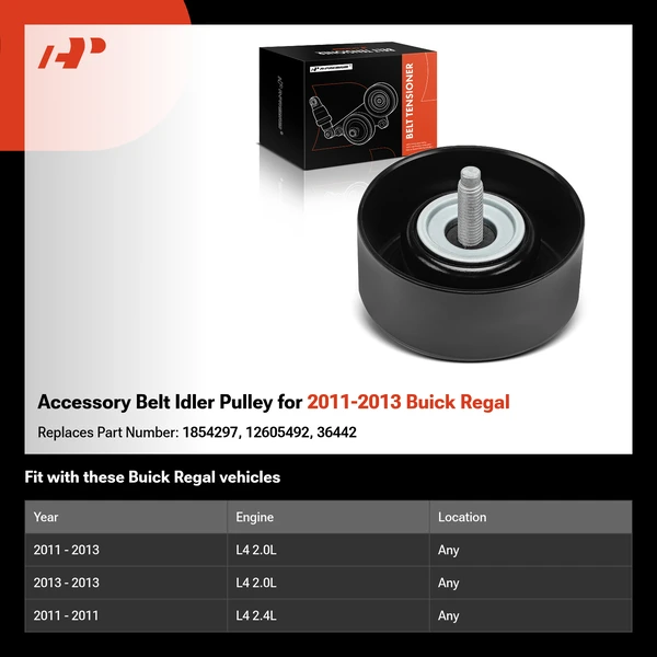 Accessory Belt Idler Pulley for 2011-2013 Buick Regal