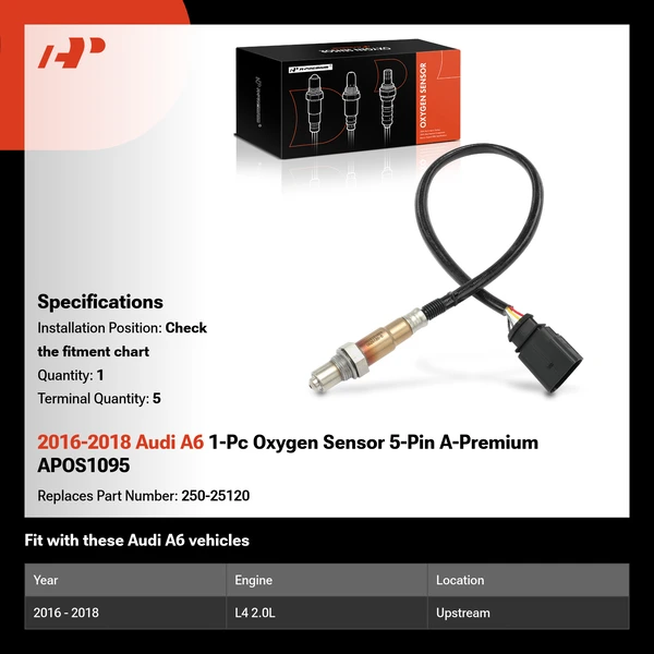 2016-2018 Audi A6 1-Pc Oxygen Sensor 5-Pin A-Premium APOS1095