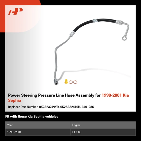 Power Steering Pressure Line Hose Assembly for 1998-2001 Kia Sephia