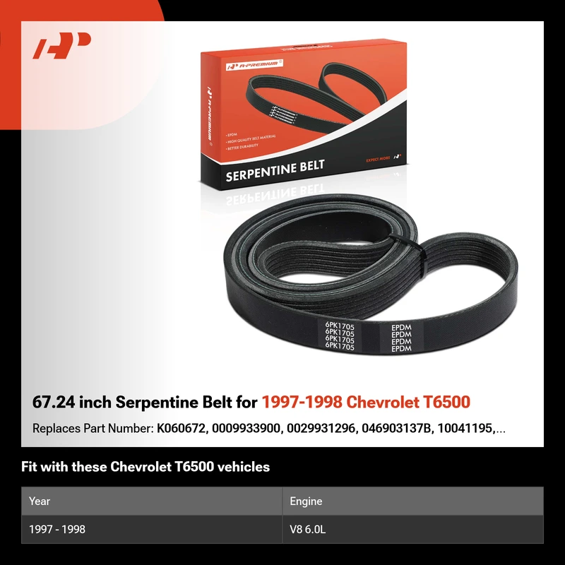 67.24 inch Serpentine Belt for 1997-1998 Chevrolet T6500