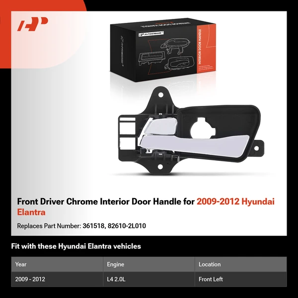 Front Driver Chrome Interior Door Handle for 2009-2012 Hyundai Elantra