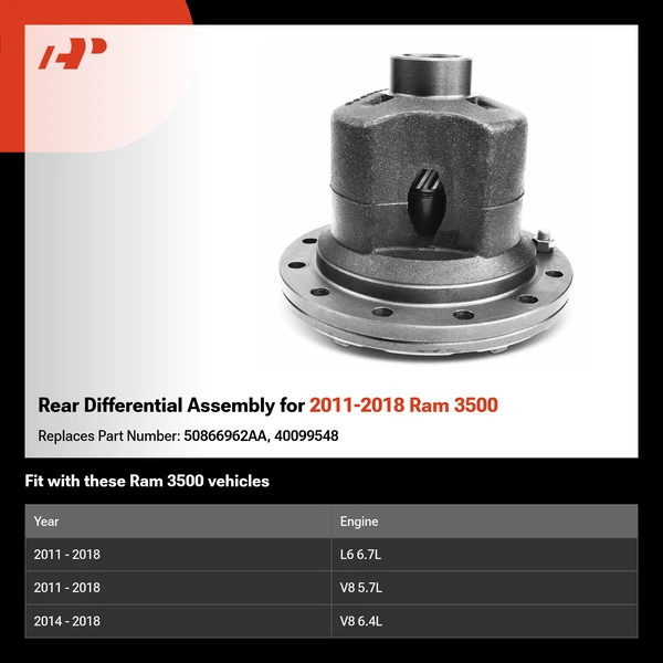 Rear Differential Assembly for 2011-2018 Ram 3500