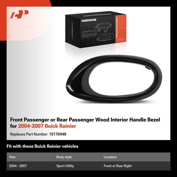 Front Passenger or Rear Passenger Wood Interior Handle Bezel for 2004-2007 Buick Rainier