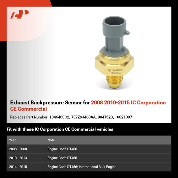Exhaust Backpressure Sensor for 2008 2010-2015 IC Corporation CE Commercial