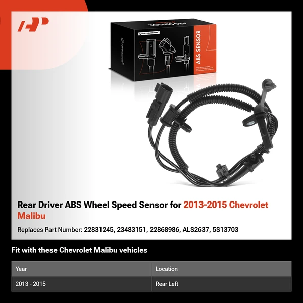 Rear Driver ABS Wheel Speed Sensor for 2013-2015 Chevrolet Malibu