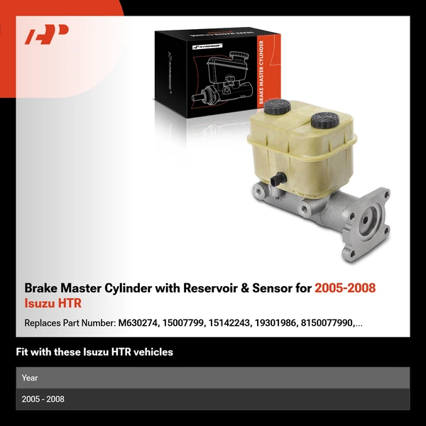 Brake Master Cylinder with Reservoir & Sensor for 2005-2008 Isuzu HTR