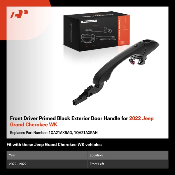 Front Driver Primed Black Exterior Door Handle for 2022 Jeep Grand Cherokee WK