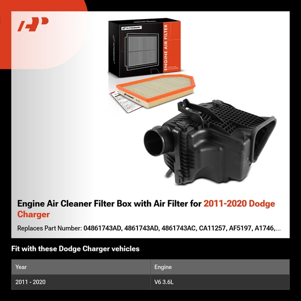 Engine Air Cleaner Filter Box with Air Filter for 2011-2020 Dodge Charger