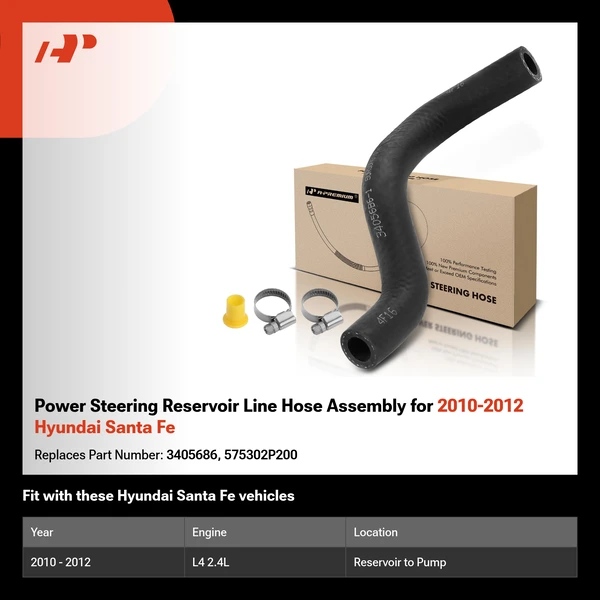 Power Steering Reservoir Line Hose Assembly for 2010-2012 Hyundai Santa Fe