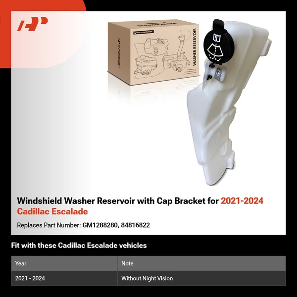 Windshield Washer Reservoir with Cap Bracket for 2021-2024 Cadillac Escalade