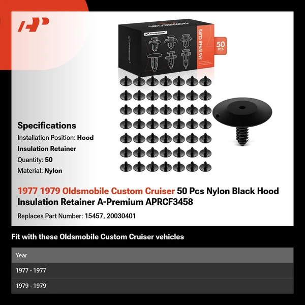1977 1979 Oldsmobile Custom Cruiser 50 Pcs Nylon Black Hood Insulation Retainer A-Premium APRCF3458