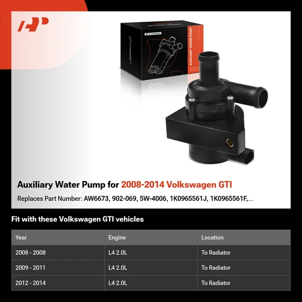 Auxiliary Water Pump for 2008-2014 Volkswagen GTI
